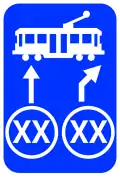 (G9-390N) Advisory Tram Speed Sign for turnout on right (used in New South Wales)