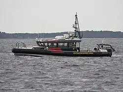 ABF rigid-hulled inflatable boat Rottnest Island near Kwinana Bulk Terminal, August 2021