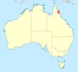 Map showing the distribution of Austrophya monteithorum at Thornton Peak, Queensland