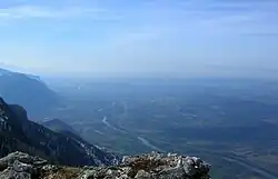 Saint-Gervais and Rovon to the left of the Isère, seen from la Cheminée (Vercors).