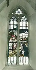 Window in the Church of the Holy Cross.Avening. Gloucestershire. Image courtesy Margaret Barton.
