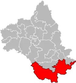 Situation of the canton of Causses-Rougiers in the department of Aveyron