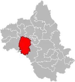 Situation of the canton of Ceor-Ségala in the department of Aveyron