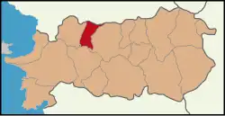 Map showing İncirliova District in Aydın Province