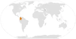Map indicating locations of Azerbaijan and Colombia