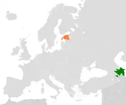 Map indicating locations of Azerbaijan and Estonia