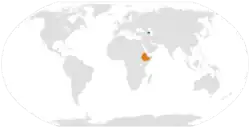 Map indicating locations of Azerbaijan and Ethiopia