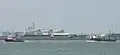 The MV&nbsp;Meridian Spirit is seen in the distance, beyond the breakwater in this photo from July 2016 in Rotterdam