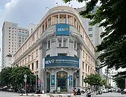 Former branch building in Saigon, originally built for the Société financière française et coloniale in 1926 and remodeled for the BFC in the late 1930s;[16] then Mekong Housing Bank until 2015 and now is BIDV Hàm Nghi Branch in Ho Chi Minh City