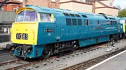 Western Courier in rail blue livery with full yellow ends