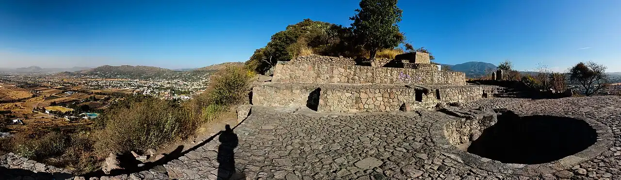 Panorama of Texcotzingo taken from the location of the "Queen's Bath," including a view of the environment around the hill.