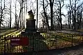 Baer monument in Tartu with COVID-19 warning sign: "Keep distance or go home!"