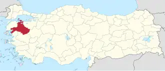 Location of Topağaç