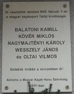 Commemorative plaque of Kamill Balatoni, and others in Budapest District II, Csalogány Street No 9-11