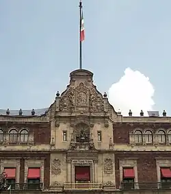 Close-up of the balcony where the president of Mexico gives the annual 'Grito de Dolores' on Independence Day