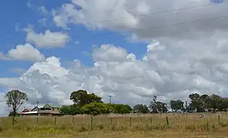 The village seen from the railway line, 2017