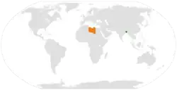 Map indicating locations of Bangladesh and Libya