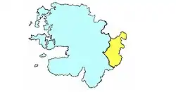 Barony map of County Mayo, 1900; Costello is yellow