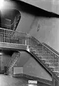 Stair treatment on the west side of the main hall.