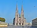 View of the Luján Basilica from Plaza Belgrano