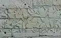 Cambodian soldier uses a thrust kick to the chest of a Cham soldier. Thrust kicks are still used in pradal serey matches today. Bas-relief at the Banteay Chhmar(12th/13th century).