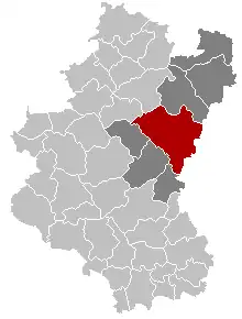 Location of Bastogne in Luxembourg province