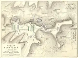 Colored print shows a map of the Battle of Craone on 7 March 1814.