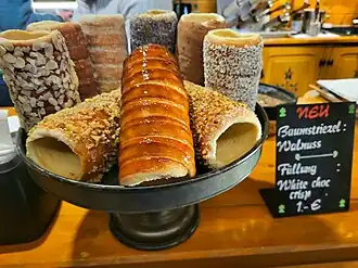 Baumstriezel at a food stand