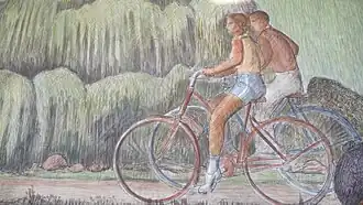 Bicyclists in Golden Gate Park (south end of east wall)