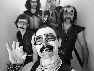The ensemble in a 1978 photograph (Donászy Tibor, Miklóska Lajos up the back, Lugosi László, Gidófalvy Attila in the middle, Nagy Feró up the front) Recording by Urbán Tamás
