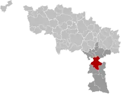 Location of Beaumont in Hainaut