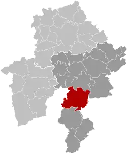 Location of Beauraing in Namur province