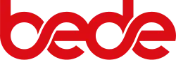 The word Bede in lower case coloured red.