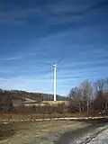 One of the many wind turbines that are part of the Beech Ridge Wind Farm located on Beech Ridge, in Greenbrier County, West Virginia.