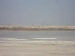 a salt flat extending into the distance