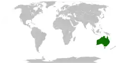 Map indicating locations of Australia and Belgium