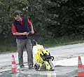 Concrete floor disc cutter with water tank for cooling, not applicable to an abrasive saw
