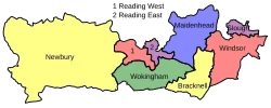 Map of parliamentary constituencies in Berkshire 1997–2010