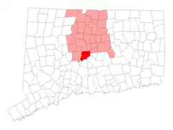 Berlin's location within Hartford County and Connecticut