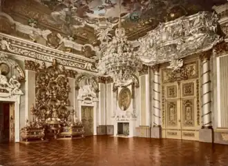 Knights' Hall viewed towards the Grand Staircase, c. 1900