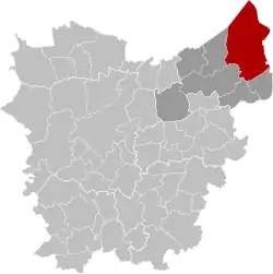 Location of Beveren in East Flanders
