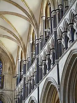 The 13th-century south transept of Beverley Minster, richly decorated with Purbeck Marble shafts.