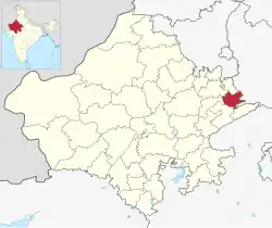 Location of Bharatpur district in Rajasthan