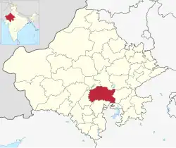 Location of Bhilwara district in Rajasthan