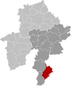 Location of Bièvre in Namur province