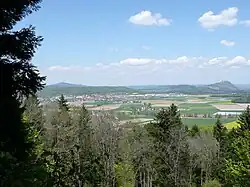 View of Biber Valley in the Hegau from the Buchemer Säntis; Hohentwiel can be seen on the right