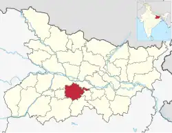 Location of Nalanda district in Bihar