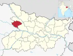 Location of Siwan district in Bihar