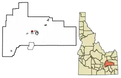 Location of Moreland in Bingham County, Idaho.