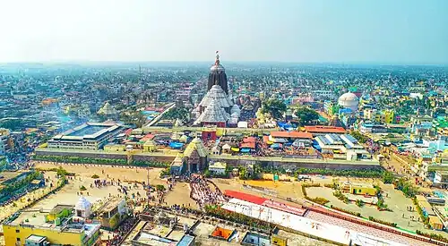 Bird's Eye view of one of the four Char Dhams, The Jagannath Temple at Puri, Odisha built using the Kalinga Architecture